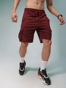 MADSTO Mens Knitted Summer wear Cargo Shorts(MS06SCMMARL) Maroon