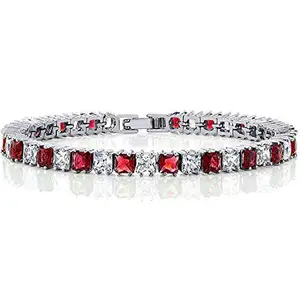 ZIVOM® Classic Princess Cubic Zirconia Ruby Red Tennis Bracelet For Women