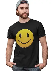 Danya Creation Faded Smile T-Shirt for Men Casual (Black) Printed with Short Sleeve
