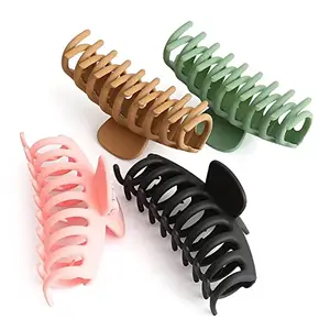 GrenzaFab 4 PCS Hair Claw Clips for Women | Strong Hold Matte Hair Claw Clips for Thick Hair | Fashion Hair Styling Accessories for Girls | Large Hair Clips for Women Thick Hair [MULTICOLOR] (2)