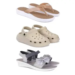 Women's Comfortable Sandal,Casual Lightweight Sandal for Everyday Wear | BT-(3-COMBO)-1860-OO1-1971-6-EURO-37