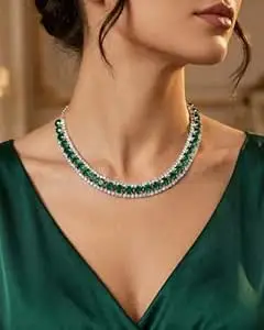 1 LOOK Crystal Rhinestone Statement Necklace and Earrings Jewellery Set, Teardrop Design with Halo Setting, Wedding Bridal Party