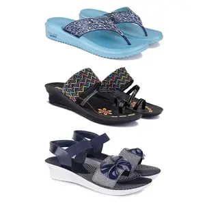 Women's Comfortable Sandal,Casual Lightweight Sandal for Everyday Wear | (COMBO-3)-1888-1952-1972-7-EURO-38
