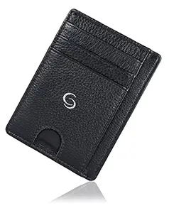 GETOREE Florence Leather Credit Card Holder -Slim Minimalist Front Pocket RFID Blocking Leather Wallets for Men & Women (Black)