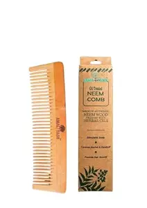 AMALTASS Wooden Combs Big Size Kacchi Neem Wood Comb For Men & Women Hair Growth - Pack of 1 - Anti Dandruff, Detangling Hair Fall Control Kanghi Fine Tooth