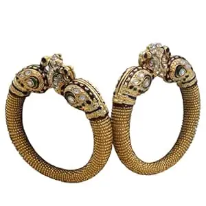 PARI BORAH Free Size Moti Kada Bangles for Women | Pearl Beaded Traditional Kada | Gold Plated Ethnic Bracelet Set