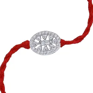 Ananth Jewels Men's Cotton 92.5 Sterling Silver Rakhi Bracelet for Brother (Red)