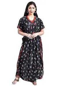 Satin Maxi Night Dress Kaftan Night Suits Nighty for Women (MX_Dress_Model_39_XL) Multicolour