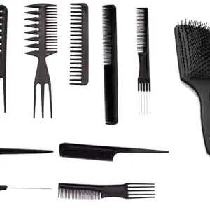 set of 12p Teasing Combs,Barber Combs,Styling Combs Includes Paddle Brush, Round Brush