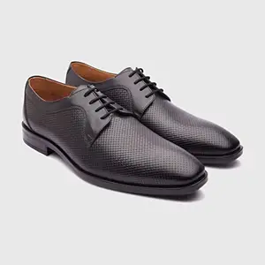 Michael Angelo Men's Costa 8201 Black Leather Derby Shoes -7UK