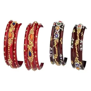 Somil Combo Bangle Set For Women | Traditional Daily Bangles | Perfect For Parties & Functions, Pack Of 12, Red, Maroon -E250