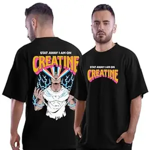 DUDEME Black Oversized Workout T Shirt | Gym T Shirt for Men and Women | Unisex 100% Cotton Gym Tshirt