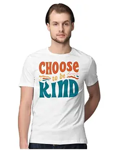 ALLEN BLACK Men's Regular Fit T-Shirt Choose to Be Kind 100% Cotton T-Shirt White_CHOSTMEN-White 2XL Men Round_