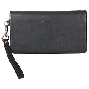 Leatherman Fashion LMN Genuine Leather Black Red Men Wallet SN03 (11 cc Card Slots)