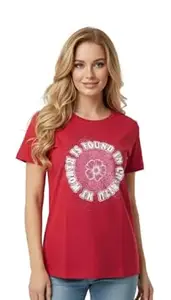 BILBURY Women’s Chest Print Top T-Shirts | Regular Fit Cotton Blend Summer Wear | Trendy Casual Printed Tops for Women