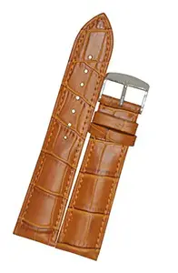 SURU® 18MM Half Padded Ogive Tip Leather Watch Strap / Watch Band (Width- 18mm /Colour- Tan) R44