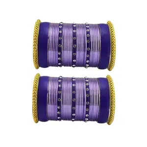 Vidhya Kangan Purple Brass Stone Stud Bangle (ban28436-2.4)