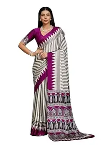 Stylum Women's Ajrakh Printed Modal Satin Saree With Unstitched Blouse Piece