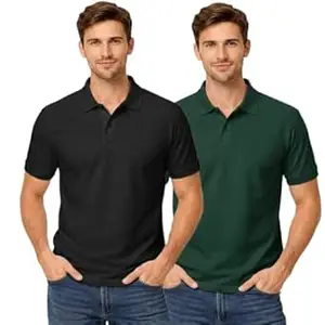 DIAZ Men’s Half Sleeve Polo T-Shirt | Half Sleeves Polo Neck T Shirt for Men | Half Sleeve Polo Tshirt | Regular Fit Solid Casual Wear Office Wear T-Shirt-Pack of 2