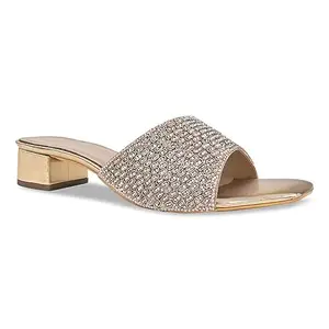 ROCIA By Regal Rose Gold Women Embroidered Block Heels