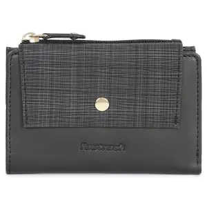 Fastrack Two-Fold Wallet with Flap Button Closure for Women, Girls and Ladies | 6 Card Holders | PU Construction,Grey