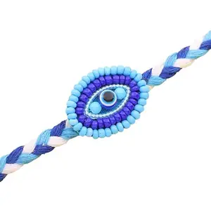 Floweraura Premium Handcrafted Graceful Braided Evil Eye Rakhi With Roli Pack For Raksha Bandhan - Rakhi For Brother, Bhai, Kids, Bhaiya, Cousins & Raksha Bandhan Gift