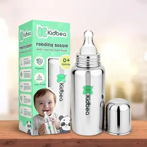 Kidbea Stainless Steel Infant Baby Feeding Bottle, BPA Free, Anti-Colic, Plastic-Free, 304 Grade Medium-Flow X 1 Nipple (250 ML) (Argyle)