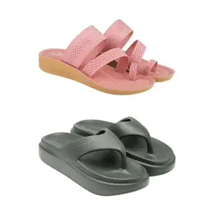 ZENWEAR Extra Soft Classic Casual wear with Flexibility Technology Sandal Combo for Women's/Girl's(6142+6111)(4) Multicolor