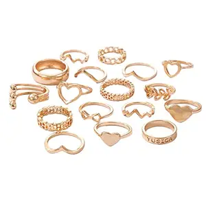 Jewels Galaxy Jewellery For Women Gold Plated Contemporary Stackable Rings Set of 17 (JG-PC-RNGO-999)