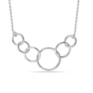 Amazon Brand - Nora Nico BIS Hallmarked Single Layered Six Interlocking Circle Pendant Cable Link Chain Necklace for Women and Girls 18 Inches