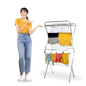 DWET Foldable Cloth Drying Stand Sturdy | Laundry Rack | Cloth Dryer Stand and Space-Saving Clothes Stand 13 Rod Use for Indoor | Outdoor | Balcony Silver