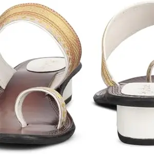 Picktoes PT-1192 Women's White Synthetic Leather Casual Heel Sandal