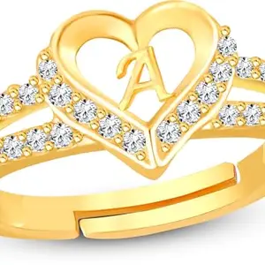 ValentineRingHeartAlphabet'A'PromiseProposeEngagementWeddingAnniversary(RI-352-RosePackGold(A) AlphabetHeartRing(M:01))
