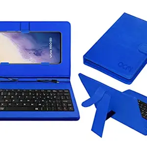 ACM Keyboard Case Compatible with Vivo X60 Mobile Flip Cover Stand Direct Plug & Play Device for Study & Gaming Blue