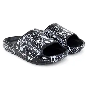 Pampy Angel Zig Zag All Smartii Men's Flip Flops Slides Back Open Household Comfortable Slippers Black,7 (UK/India)