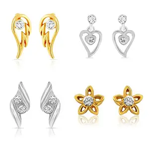 Mahi Combo of Four Stud Earrings With Crystals For Women CO1104627M