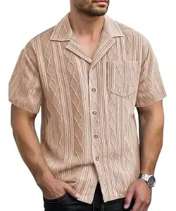 Leriya Fashion Shirt for Man | Mens Casual Shirts | Shirt for Man| Shirts for Mens Stylish |Half Sleeve Button Down Textured Summer Beach Goa Wear Holiday Outfits (Available in Plus Sizes)