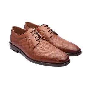 Michael Angelo Men's Costa 8201 Cognac Leather Derby Shoes -7UK