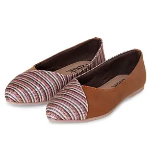 ZOUK Women's Vegan Handcrafted Rohtang Stripes Office Bellies (ZFOBL-RS-41)