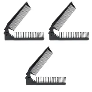 Shestor Portable Travel Folding Hair Brush Compact Pocket Hair Comb Double Headed Anti-static Comb - Foldable Hair Comb for Men/Women/Girls (Pack of 3)