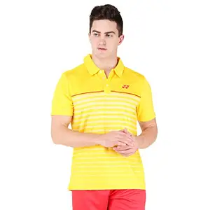 YONEX 1282A-31 Polyester Badminton Mens Polo T-Shirt, L (Lemon Chrome)