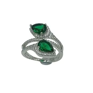 APEX 925 Sterling Silver Adjustable Ring With Green Stone Ring | Gifts for Girlfriend, Gifts for Women and Girls | With Certificate of Authenticity and 925 Stamp | 1 Month Warranty*