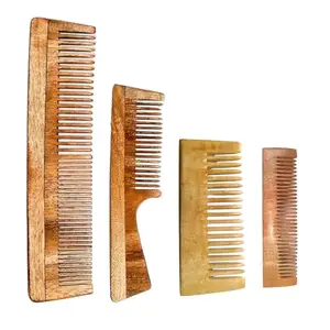 Neem Wooden Dual Tooth Comb,Pocket Comb,Small Shampoo And Wooden Comb With Handle Combo for women hair growth