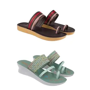 SPORTER Extra Soft Classic Casual wear with Flexibility Technology Flip-Flop Combo for Women's/Girl's(6143+1948)(6) Multicolor