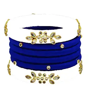 pratthipati's New Silk Thread Bangles Bangle Set For Womens And Girls (white-blue) (Pack of 6) (Size-2/6)