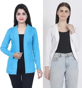 Comfy Women's Shrug ? Perfect for Office, Casual RG-Shrug-P-White-PKT-FIROJI-XS