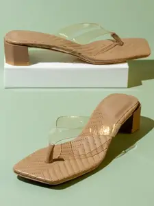 Inc.5 Women Beige Transparent Solid Block Heels