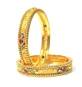 Swara Creations Brass Golden Kada/Bangle Set with Peacock image for Women and Girls(2 Pieces)