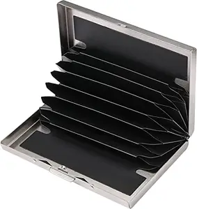 Stealodeal Silver RFID Blocking Steel ATM/Credit/Debit Men/Women Card Holder (8 Slot Silver)