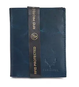 Fawnlink Men Blue Casual Formal Genuine Leather RFID Wallet